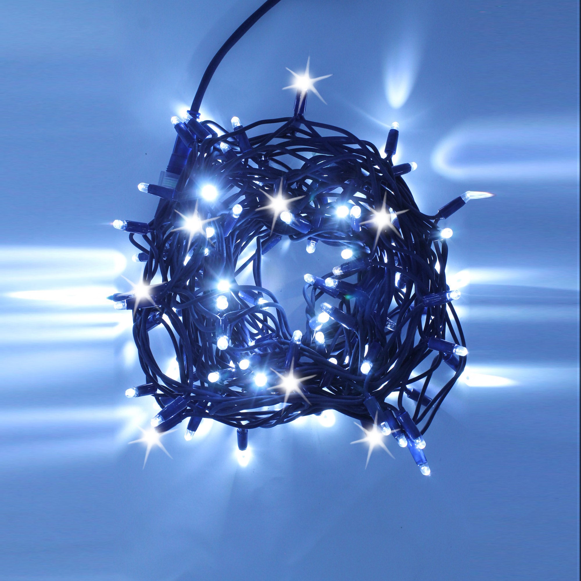 Stringa luminosa LED 10 m 120 led con flash cavo blu 230V – foto 2